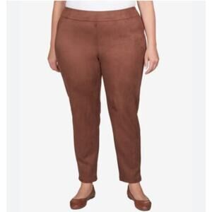 Hearts of Palm Plus Teal the Show Faux Suede Pull-on Elastic Pants n Cocoa Brown
